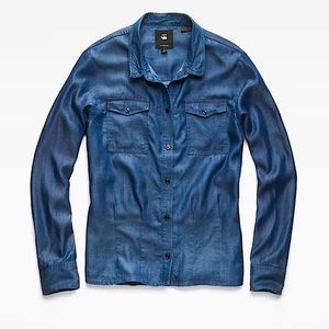 BNWT WOMEN G-Star Rovic Pleated Denim Shirt